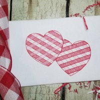 Sketch Double Hearts Embroidery Design